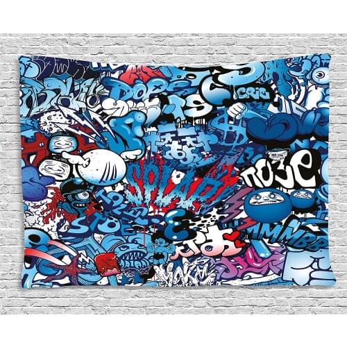 Teenager Style Image Street Wall Graphic Colorful Design Artwork Print Wide Wall Hanging for Bedroom Living