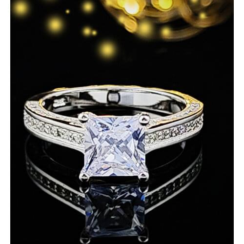 Solid arrivals Real 925 Sterling Silver Wedding Engagement Ring Princess Cut fashion hot Jewelry Wholesale personalized R645