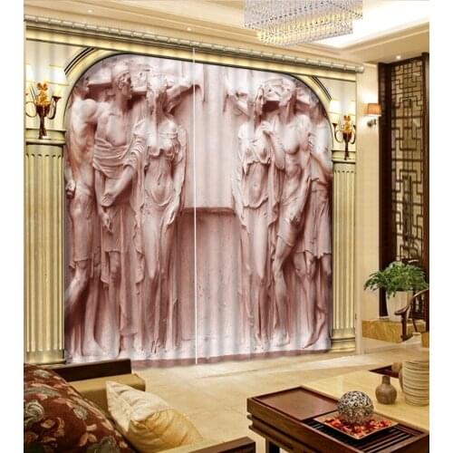Modern living room curtains relief curtains 3D Curtain Luxury Blackout Window Curtain Living Room