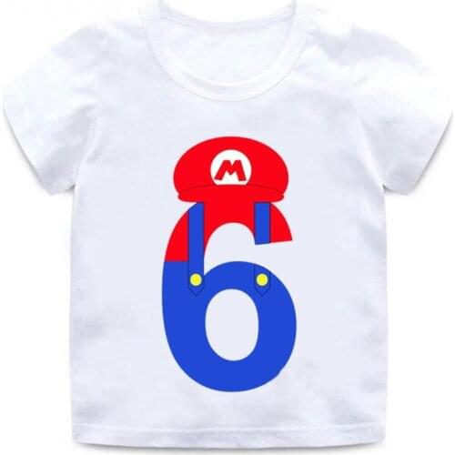 Super Number 1-9 Letter Print Boys/Girls T shirt Kids Happy Birthday Gift Number Clothes Baby Cartoon T-shirt