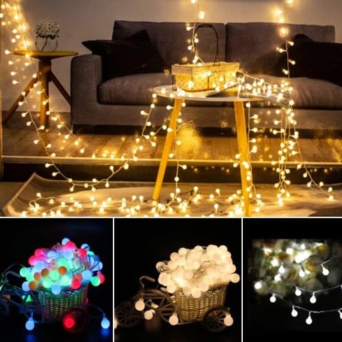 LED String Lights Round Ball Garland Lighting Lamp Holiday Wedding Christmas Party Waterproof Outdoor Garden Home Decoration