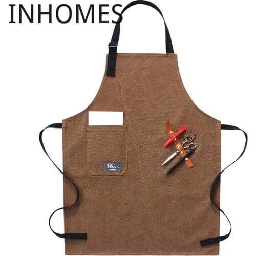 Thick Canvas Apron Custom Logo Coffee Barista Flower Shop Restaurant BBQ Bar Nail Restaurant Work Apron Uniform Delantal cocina