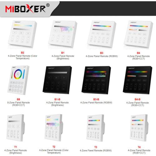 Miboxer Smart Touch Panel Remote dimming/CT/RGB/RGBW/RGB+CCT LED Strip Controller 3V 220V 110V 4-Zone 8-Zone Lamp dimmer Switch