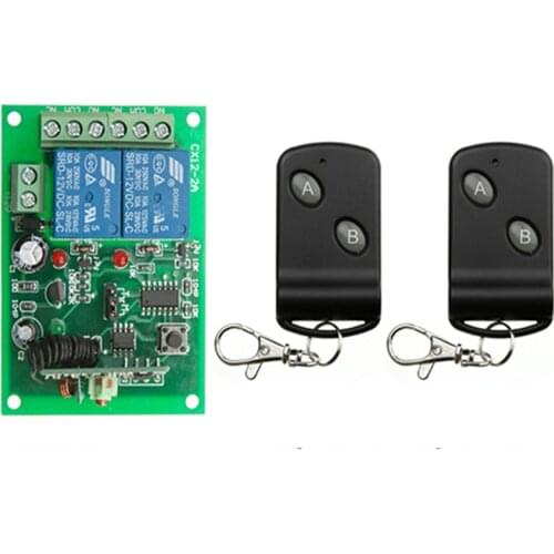 433Mhz Universal Wireless Remote Control Switch DC 12V 24V 2CH RF Relay Receiver Module + Transmitter garage door opener