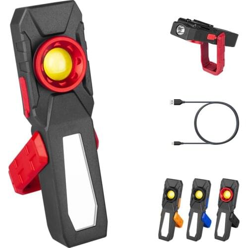 USB rechargeble Magnetic Flashlight with Hanging Hook for car inspection Super Bright Portable Led Work Light with 3 magnets