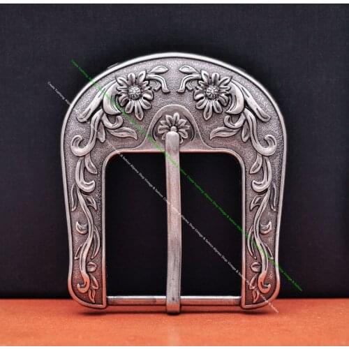 Vintage Silver Heavy Duty Western Cowboy Cowgirl Fashion Sun Flower Leathercraft Belt Buckle Replacement fit 40mm