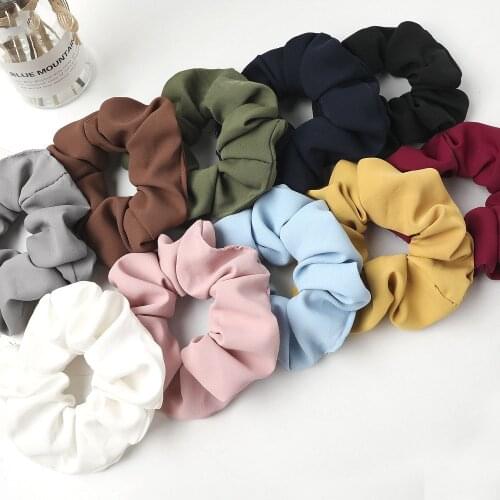 Vintage Solid Color Hair Scrunchies Set 10pcs/lot Wholesale High Quality Headband Set Women Silk Schrunchy Pack For Girls