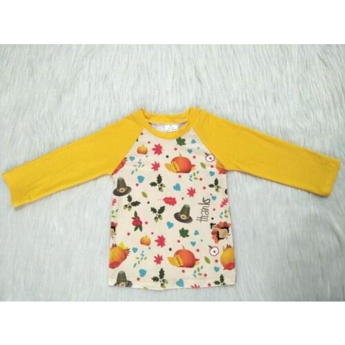 New arrival autumn children girls long sleeve t shirts turkey pumpkins hat t-shirts boys girls boutique undershirts clothing gxj
