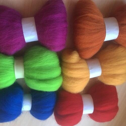 WFPFBEC 70S DIY lana merino wool fibre roving for needle felting kit crafa feutrine naaldvilten wolvilt 20G/COLOR 6colors