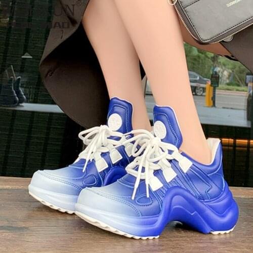 New Colors Track Women Sneakers Pink Nylon Yellow Green Grey Lace Up Extend Sole Mesh and Leather Trainers Woman