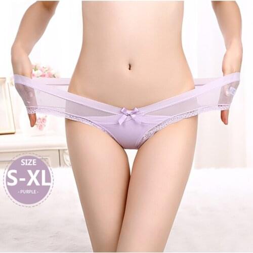 Good quality women sexy panties transparent lowwaist underwear Light thin ventilation ladies briefs girl bow decorate size SMLXL