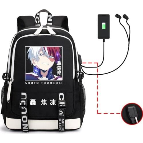 Shoto Todoroki Backpack MHA Cosplay My Hero Academia Anime Bags Shcoolbag USB Large Capacity Shoulderbag For Teenagers 2021 New