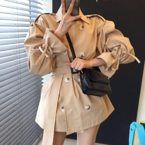 2021 Fashion Spring Autumn Women Dress Casual Khaki Black Womens Coat Long Sleeve Turndown Collar Elegant Short Parker