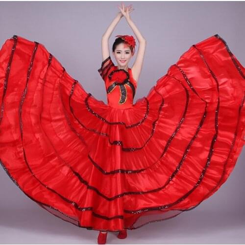 Spanish Bullfighting Dance Dress Women Opening Dance Full-skirt Modern Performance Costume Stage Big Swing Dress Wear Suit H553