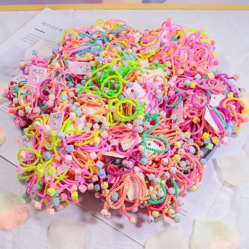 10/20/30PCS Korean Elegant Hair Ties Cute Girl Colorfu HairBands Scrunchie Cartoon Elastic Rubber Band Fashion Hair Accessories