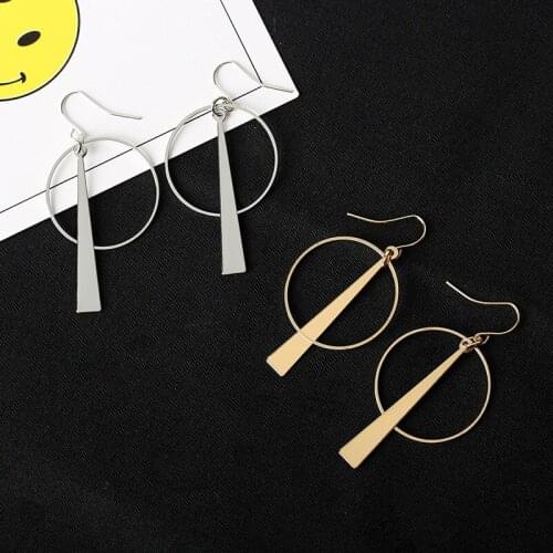 10 pairs/lot Triangle Dangle Earrings Women Gold Silver Color Hollow Round Circle Drop Earring Statement Charm Eardrop Jewelry