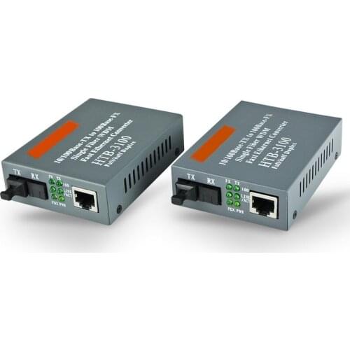 2pcs 1 pair Htb-3100ab 10/100M Fiber Optical Media Converter Fiber Transceiver Single Fiber 25km SC Singlemode