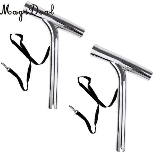 2pcs Stainless Steel Outrigger Boat Fishing Rod Holder Pole Tube Rest Stand with Strap