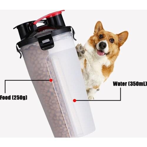 2 in 1 Pet Food Water Bottle Collapsible Outdoor Drink Cup For Cats Dogs Environmentally Water Bottle With Bowl Dispenser Feeder