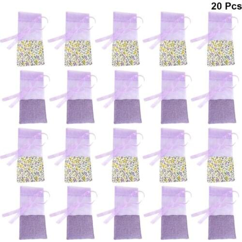 20pcs Lavender Sachet Bag Gauze Lavender Bags Fragrance Pouch Empty Sachets Bag Spice Savings Pack Storage Bag For Wardrobe Car