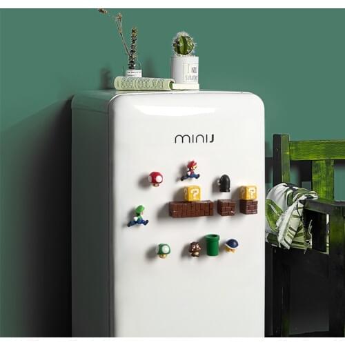 3D DIY Marios Bros Action Toy Fridge Model Refrigerator Magnet Wall Home decoration Message Sticker Children Toy Birthday Gift