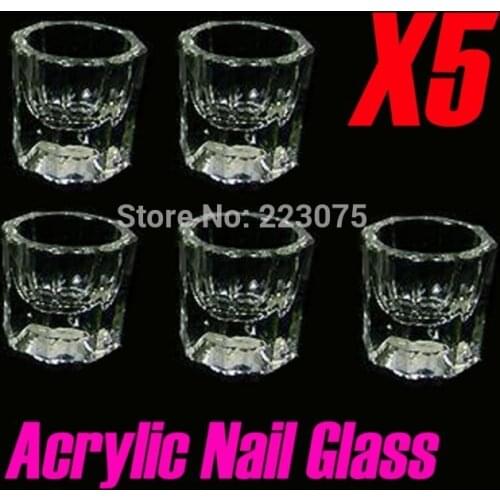 5pcs DAPPEN ACRYLIC GLASS BOWL STRICTLY PROFESSIONAL EYELASH TINTING DISH NAIL ART