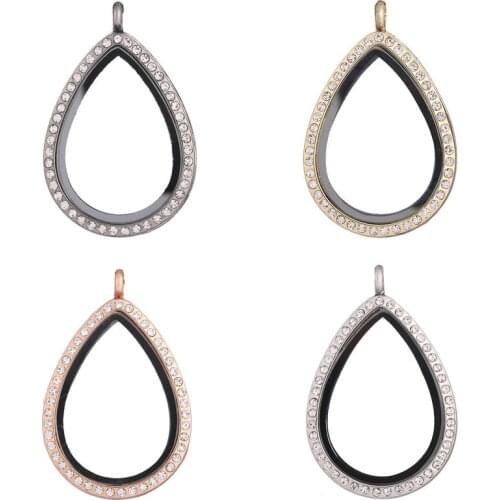 1pcs Best gifts Tear Drop Alloy Magnetic Glass Lockets Living Memory Floating Charms pendant locket for necklace women Jewelry