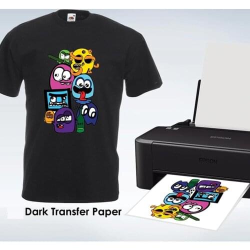 A4*25pcs) Dark Inkjet Print Heat Transfer Paper for T-shirt Light Dark 100% Cotton T-shirt Fabric Inkjet Heat Printing Sheets