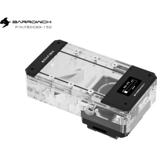 Barrowch Length 150mm/200mm Reservoir Acrylic Square Intelligent OLED Temperature Display PMMA Tank /A-RGB Light /Combo 17W Pump