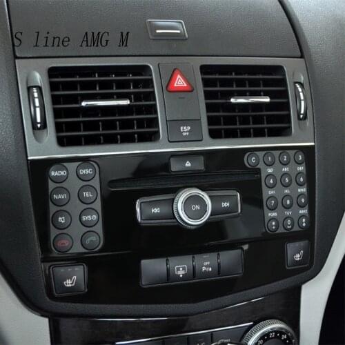 Car Styling For Mercedes Benz W204 Center Console Air Conditioner CD Panel Button Cover Sticker Trim C Class C200 C260 C300 C180