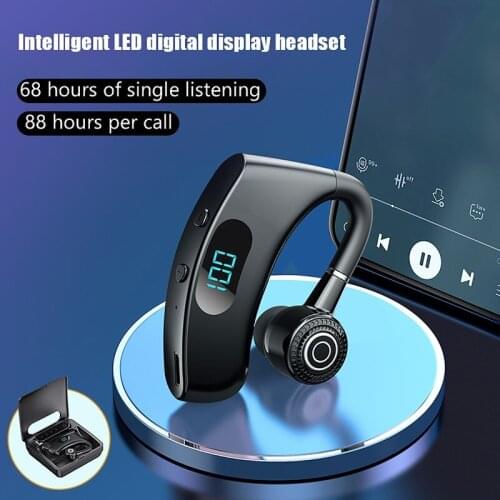 V12 Business Data Display Battery-Mounted Ear-Mounted Bluetooth Headset Headphone Auto Connection Ear Hanging Earphone