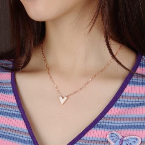 Letter V pendant necklace stainless steel Double layer necklaces for women accessories couple necklace chain friendship jewelry