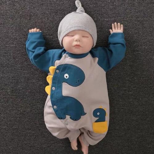Baby onesies spring and autumn clothes baby romper pajamas newborn pajamas oblique breast baby clothes outing clothes