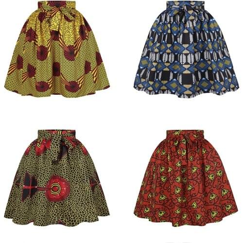 Kids Girls Digital Printed Skirts 2021 New Children Loose Lace Summer Skirts Children Princess Neck Length Skirts Africa Style