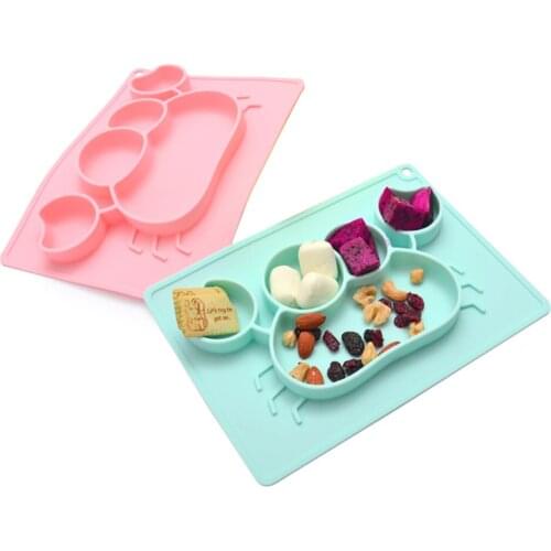 Children Food Container Placemat Silicone Infant Plate Bowls Baby Dishes for Baby Feeding Kids Tableware Food Holder Tray