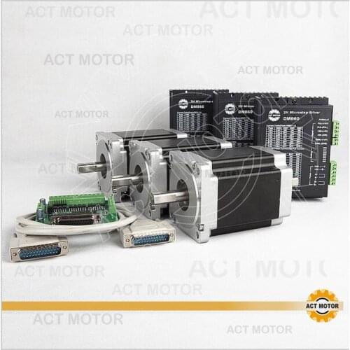 ACT Motor 3PCS Nema34 Stepper Motor 34HS1456B Dual Shaft 4-Lead 1232oz-in 118mm 5.6A+3PCS Driver DM860 7.8A 80V US DE UK JP Free