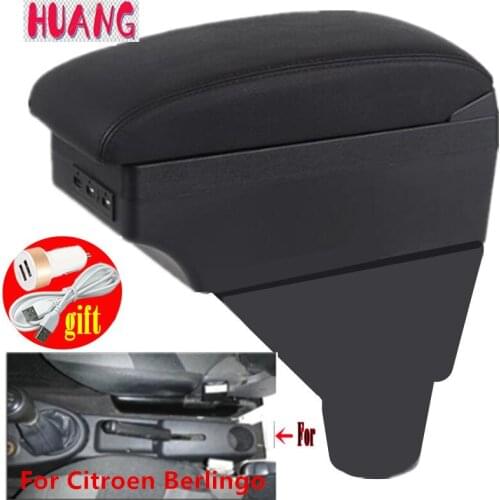 For Citroen Berlingo Armrest For Citroen Berlingo Car Armrest box Interior Storage box parts USB LED Simple installation