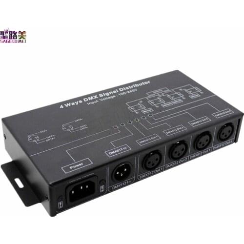 DMX124 AC110V-220V input DMX512 Amplifier Splitter DMX Signal Repeater 4CH 4 output ports DMX signal Distributor