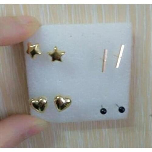 Ey1207 Wedding bride fashion simple alloy Pentagram small circle ball T word heart earrings female charm jewelry accessories