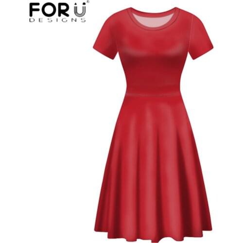 FORUSEDIGNS Red Solid Color Printed Elegant Lady Party Dress Harjuku Summer Women Festival Elastic Shirts Roupa Mujer 2020