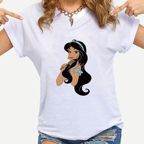 Disney Princess Jasmine Ropa Aesthetic Woman T-Shirts Spanish Harajuku Urbano Streetwear Women T Shirt Summer Camiseta Mujer