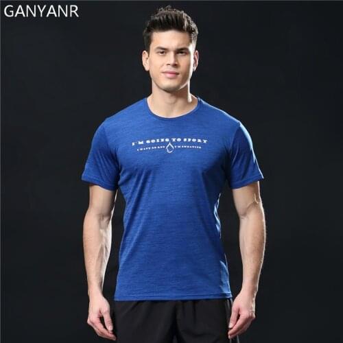 GANYANR Running T Shirt Men Basketball Tennis Tee Sports Fitness Sportswear Gym Jogging Tops Slim Fit Exercise Rashgard Training