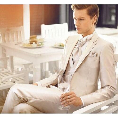 Hot Sale Cheap Elegant Custom Mens Suits Wedding Groom Mens Groom Slim Fit Groom men Suit traje de novio (Jacket+Vest+Pants)