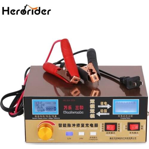Herorider 12V24V Intelligent Automatic Charger LED Display Pulse Repair Car Battery Charger 12V Lithium Batterie Power Charge