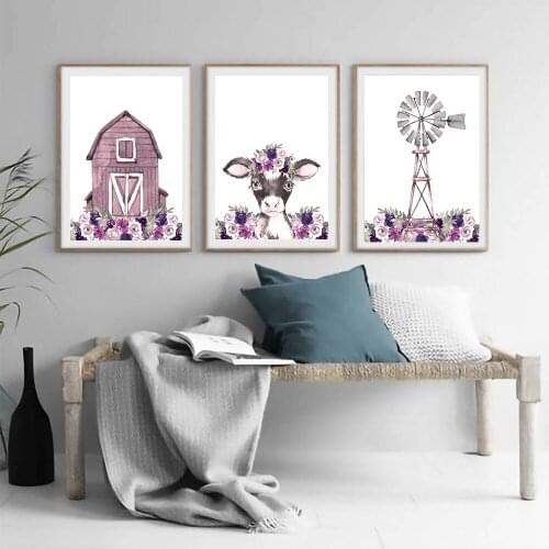 Girls Barnyard Baby Nursery Wall Art Canvas Painting Girls Poster And Prints Lovely Family Nursery Wall Pictures Kids Room Decor