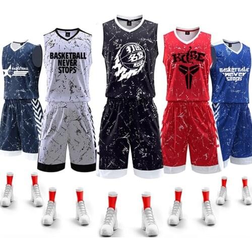 Men Women Crack Basketball sets Girls Basketball Uniforms Kits Clothing, Youth College Basketball Throwback Jerseys Shorts Suit