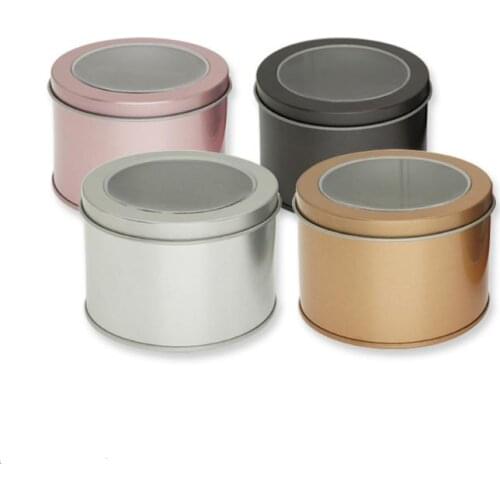 Round Tin Box with Clear Window Metal Packaging Gift Box Wholesale Storage Case Container Silver & Gold & Rose Gold Color SN153
