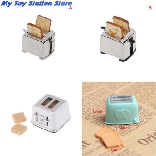 Dollhouse Bread Machine With Toast Miniature Cute Decorations Toaster Dollhouse Miniature Bread Cake Accessories 1/12 Scale