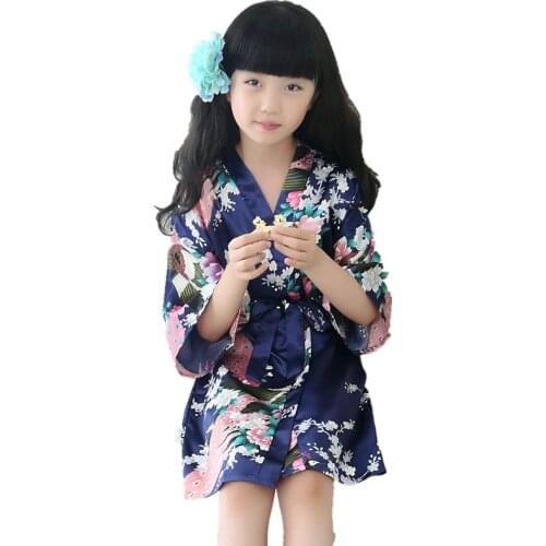 Summer Girls Robes Silk Dresses Bathrobe Pajamas Kimono Clothing for Kids Children Clothes Nightgown Baby Bathrobe Night Dress