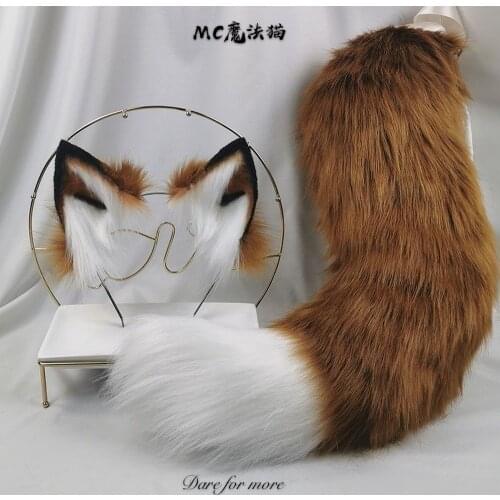 Fox Dog Lolita Ear Simulation Animal Tail Headband Cosplay Props Blood Wolf Tail K3